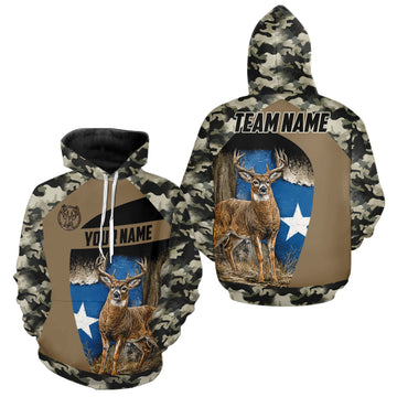 Maxcorners Custom Big Buck Deer Hunting 3D All Over Print Camo with Texas Flag Outdoor Hunting Apparel LM2608