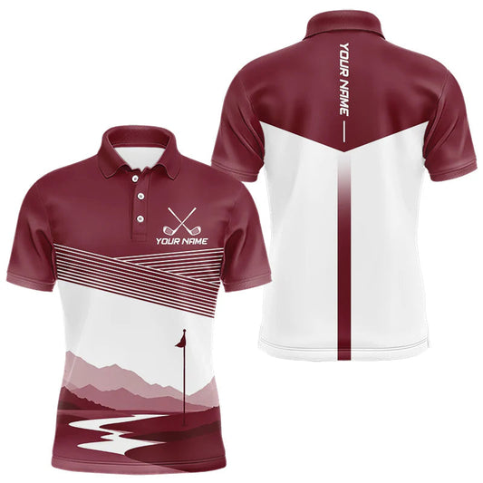 Maxcorners Personalized Golf Polo Shirt Custom Name Golf Club Polo For Men Golf Tournament Apparel|Red LM1406