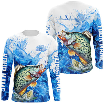 Maxcorners Crappie Fishing Shirt, Ice Fishing Long Sleeve Shirt For Men, Crappie Fishing Apparel LM1508