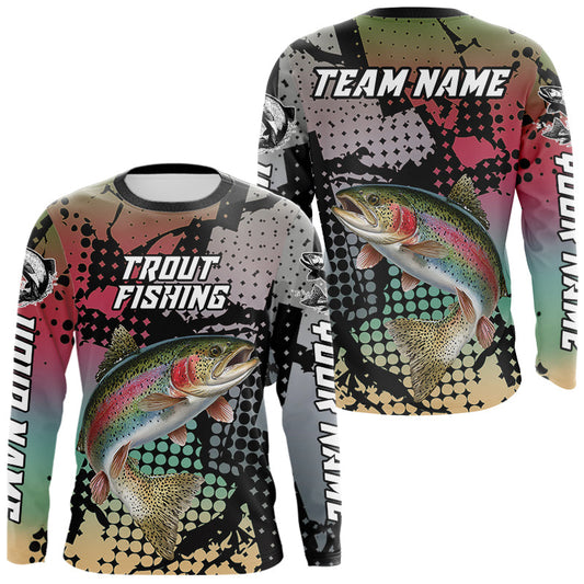 Maxcorners Rainbow Trout Fishing Shirt Pink Camo Custom Name, Rainbow Trout Fishing Team Jerseys LM2602