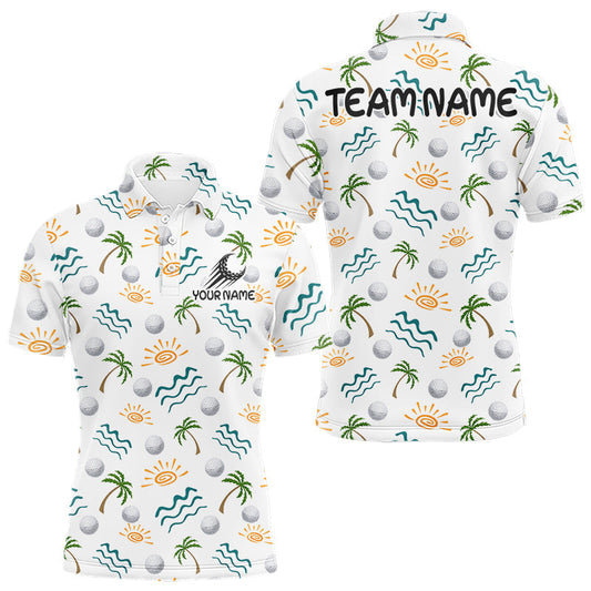 Maxcorners Personalized Tropical Palm Trees Mens Golf Polo Shirts Summers Team Golf Clothes