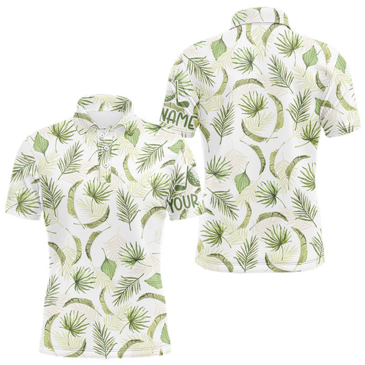 Maxcorners Green Tropical Mens Golf Polo Shirts Custom Team White Golf Shirt For Golfer LM1705