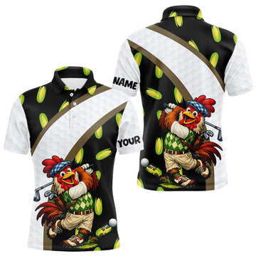 Maxcorners Personalized Rooster Mens Golf Polo Shirt Funny Chicken Golfer Custom Team Polo LM1705