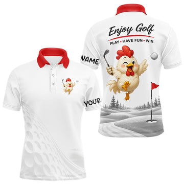Maxcorners Funny Chicken Golf Polo Shirt Personalized Custom Name Golf Lover Polo For Men LM1705