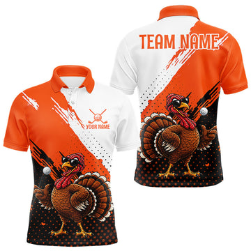 Maxcorners Personalized Turkey Golf Polo Shirt, Custom Thanksgiving Golf Shirt For Men