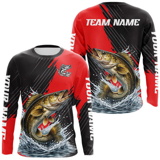 Maxcorners Walleye Fishing Long Sleeve Tournament Shirts, Personalized Walleye Fishing Jerseys LM1903
