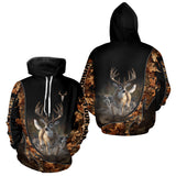 Maxcorners Deer Hunting Big Game Shirt 3D All Over Print, Black Camo Autumn, Custom Name Gift LM2509