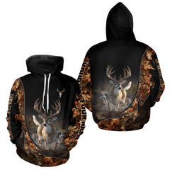 Maxcorners Deer Hunting Big Game Shirt 3D All Over Print, Black Camo Autumn, Custom Name Gift LM2509