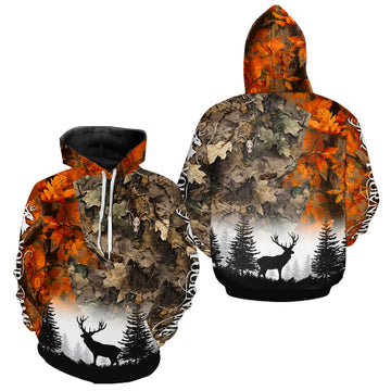 Maxcorners Deer Hunting Orange Camo Forest Custom Name 3D All Over Print Shirts Personalized