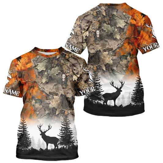 Maxcorners Deer Hunting Orange Camo Forest Custom Name 3D All Over Print Shirts Personalized