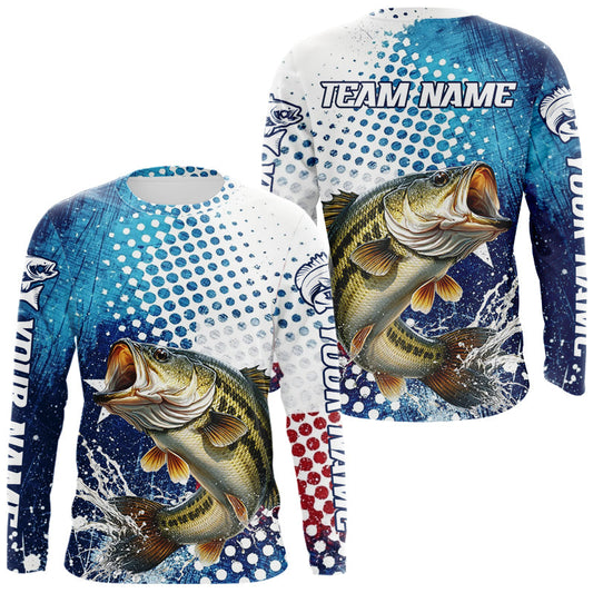 Maxcorners Design Texas Flag Bass Fishing Shirts, Texas Bass Fishing Shirts Long Sleeve LM1903