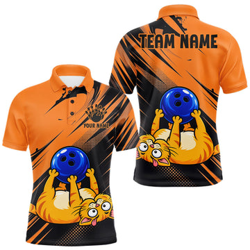 Maxcorners Funny Cat Bowling Shirt Custom Personalized Bowling Jersey, Bowling Team Gift For Men