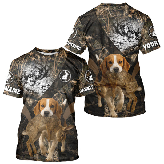 Maxcorners Personalized Rabbit Hunting Beagle Dog Camouflage Custom Name 3D Shirts, Rabbit Hunting Gifts