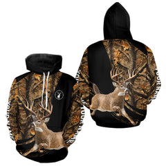 Maxcorners Whitetail Deer Hunting Black Brown Camo 3D All Over Print, Hunting Clothes for Deer Season LM3010