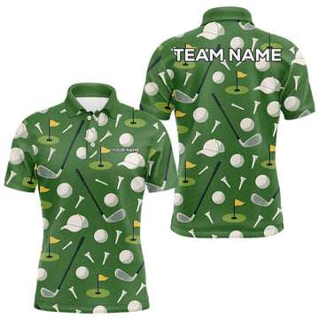Maxcorners Green Golf Pattern Polo Golf Shirt For Mens Custom Golf Clothes, Best Golf Gifts LM2603