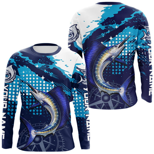 Maxcorners Custom Sailfish Long Sleeve Fishing Shirts For Men, Design Sailfish Fishing Jerseys LM2603