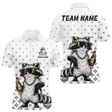 Maxcorners Funny Raccoon Golf Polo Shirt Custom Team Name Personalized Golf Team Polo Gift For Men LM0106