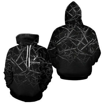 Maxcorners Best Deer Hunting Shirt Black Camo Customize Name 3D All Over Printed Shirts, Hunting Gift LM0409
