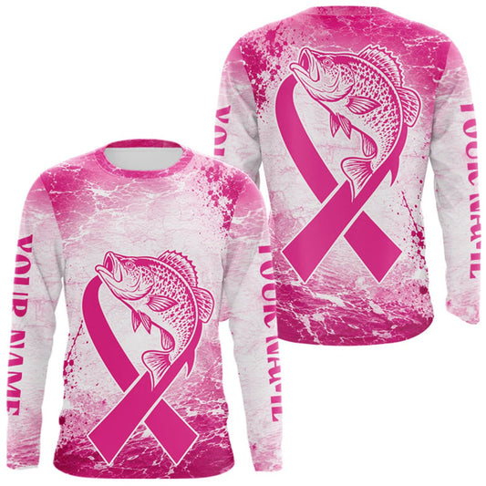 Maxcorners Pink Crappie Fishing Shirt Long Sleeve, Breast Cancer Awareness Fishing Shirt, Crappie Fisher Gift LM0609