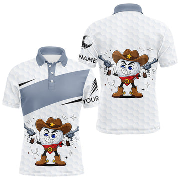 Maxcorners Funny Mens Golf Polo Shirts Custom Cowboy Golf Ball Golf Outfits