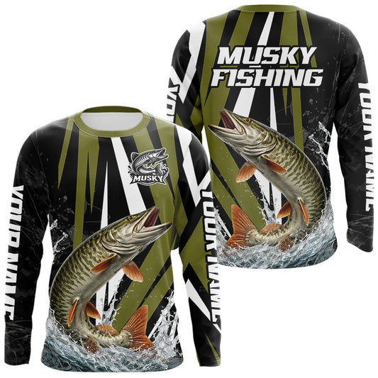 Maxcorners Musky Fishing Custom Long Sleeve Tournament Shirts, Muskie Fishing Shirt Jerseys LM0402