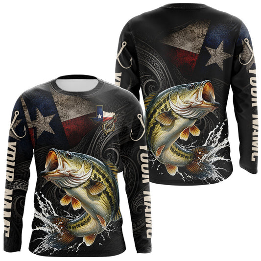 Maxcorners Personalized Texas Largemouth Bass Fishing Shirt – Custom Name Angler Apparel For Fishermen LM0106