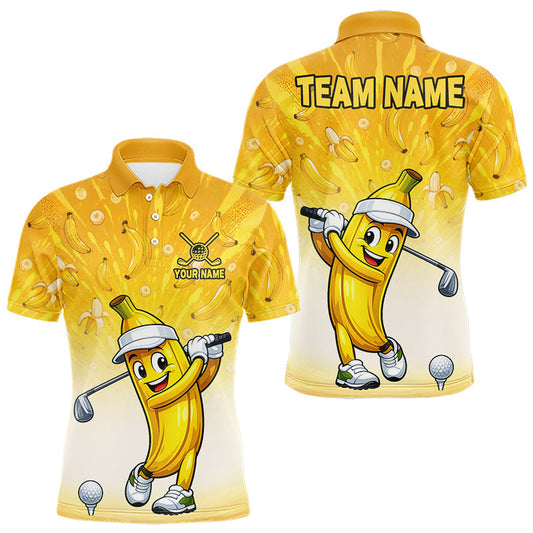 Maxcorners Personalized Banana Mens Golf Shirts Funny Cartoon Short & Long Sleeve Polo