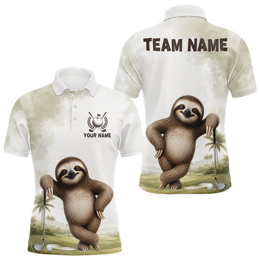 Maxcorners Custom Sloth Golf Polo Shirt - Funny Personalized Sloth Golf Apparel Short & Long Sleeve Polo