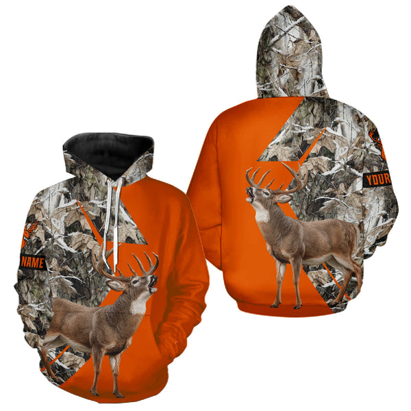 Maxcorners Deer Hunting Orange Camo 3D Winter Forest Full Printing Custom Name Shirts Hunting Gifts LM0910