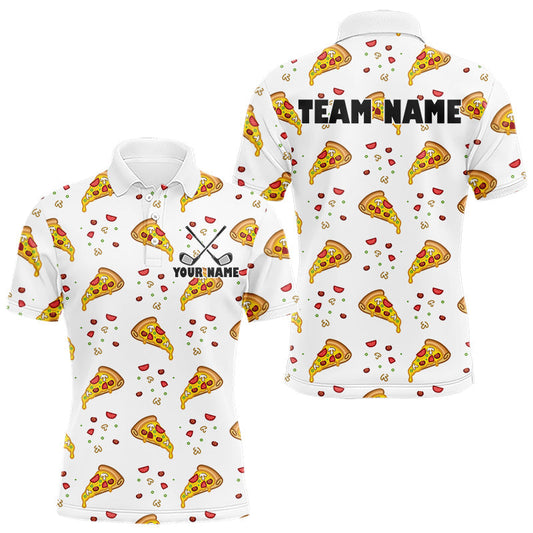 Maxcorners Funny Pizza Pattern Golf Shirt Men's Polo Shirts, Best Golf Polo Golf Shirt For Team