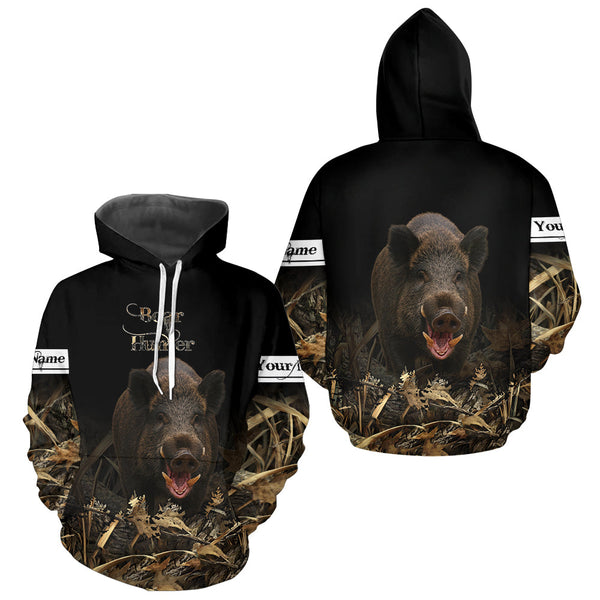 Maxcorners Boar Hunting Black Grown Camo 3D Shirt For Hunting Season Hunting Clothes For Hunters LM1109
