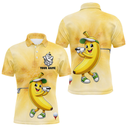 Maxcorners Funny Banana Mens Golf Polo Shirts Custom Name, Golf Shirt For Men, Golf Gift LM1104
