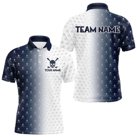 Maxcorners Personalized Skull Mens Golf Polo Shirt Custom Team Name Golf Ball Pattern Polo