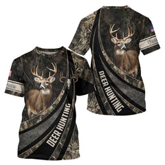 Maxcorners Whitetail Deer Hunting Shirt Camouflage US Flag, Deer Hunter Custom Name, Hunting Gift LM1109