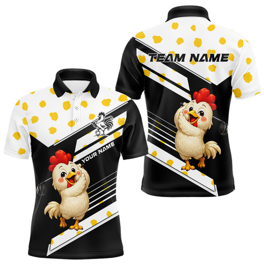 Maxcorners Funny Golf Polo Shirt Custom Name Chicken Golf Shirt For Men, Funny Golf Shirt For Team LM1705