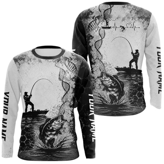 Maxcorners Bass Fishing Long Sleeve Fishing Shirt Fisherman DNA Performance Apparel LM2306