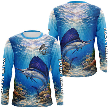 Maxcorners Personalized Offshore Fishing Jerseys, Sailfish Fishing Shirts Long Sleeve For Men LM2704