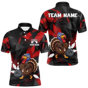 Maxcorners Turkey Bowling Shirt Custom Team Name Funny Bowling League Shirt For Men LM0409