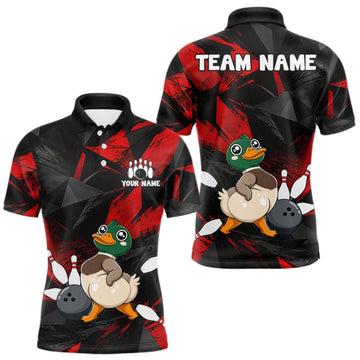 Maxcorners Duck Bowling Shirt Custom Team Name Funny Bowling League Shirt For Men LM0409
