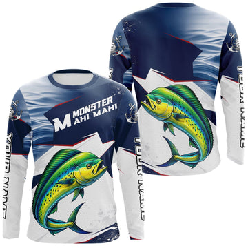 Maxcorners Offshore Sport Fishing Mahi Mahi Monster, Long Sleeve Mahi Mahi Fishing Jersey For Men LM0609