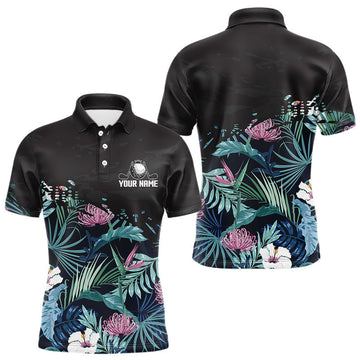 Maxcorners Custom Name Tropical Print Polo Shirt