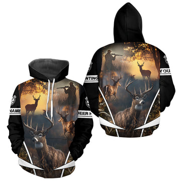 Maxcorners Personalized Deer Hunting Shirt, Custom Name 3D Deer Print, Perfect Gift for Hunters LM0611