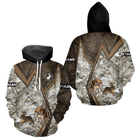 Maxcorners Beagle Dog Chasing the Rabbit Camo Custom Name Shirts, Rabbit Hunting Gifts LM0611