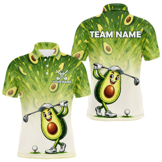 Maxcorners Custom Avocado Mens Golf Polo Shirt - Personalized Funny Fruit Golf Tee
