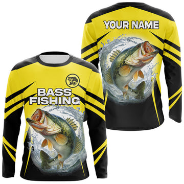 Maxcorners Largemouth Bass Fishing Shirts Long Sleeve Sport With Personalized Name LM1501