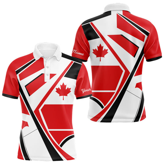 Maxcorners Personalized Canada Flag Mens Golf Polo Shirt, Patriotic Golf Gifts For Golf Lover