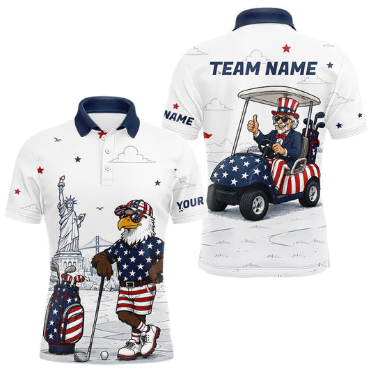 Maxcorners Custom Patriotic Mens Golf Polo Shirt – American Eagle Golf Team Polo With Personalized Name
