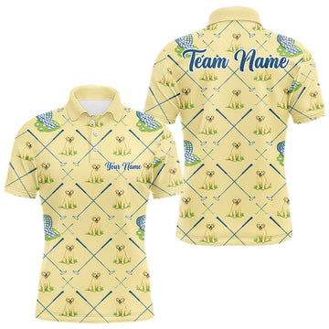 Maxcorners Funny Yellow Labrador Golf Polo Shirt For Team, Men’S Polo Shirt For Golf Lovers