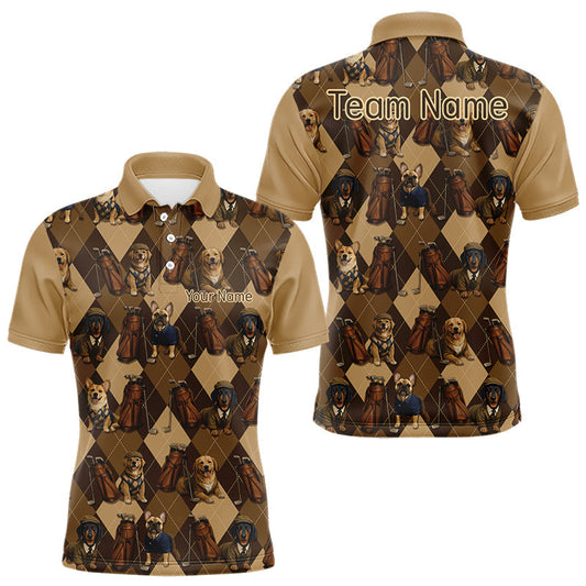 Maxcorners Funny Dog Pattern Golf Polo Shirt For Team, Best Golf Dog Custom Pet For Golf Lovers