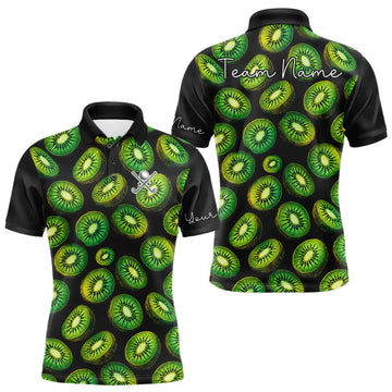 Maxcorners Funny Colorful Kiwi In Dark Golf Men's Polo Shirt, Funny Fruit Pattern Polo Top LM1903